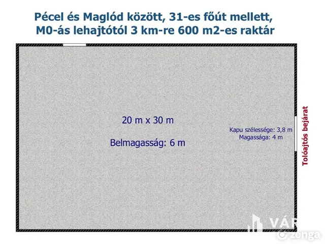 Kiadó kereskedelmi és ipari ingatlan Pécel, Vasúton túli terület 600 nm