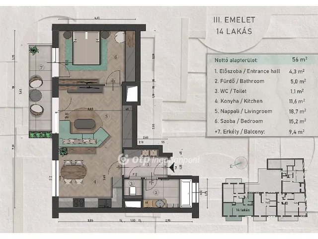 Eladó lakás Budapest XIII. kerület 56 nm