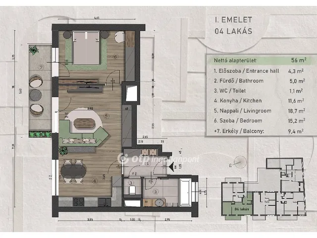 Eladó lakás Budapest XIII. kerület 56 nm