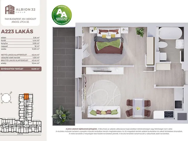 Eladó lakás Budapest XIV. kerület, Kiszugló 43 nm