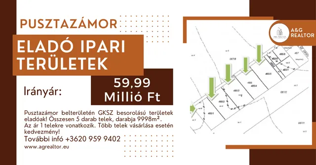 Eladó kereskedelmi és ipari ingatlan Pusztazámor 9998 nm