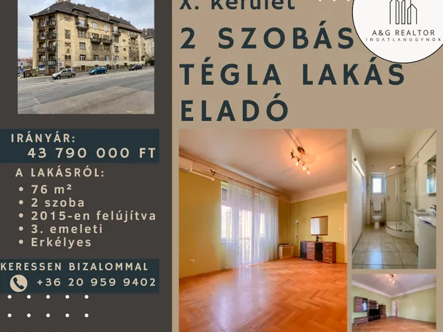 Eladó lakás Budapest X. kerület, Ligettelek 76 nm