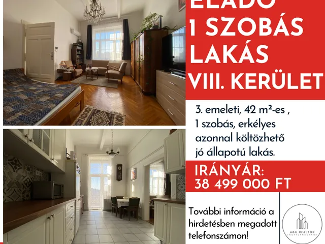 Eladó lakás Budapest VIII. kerület, Ganznegyed 42 nm