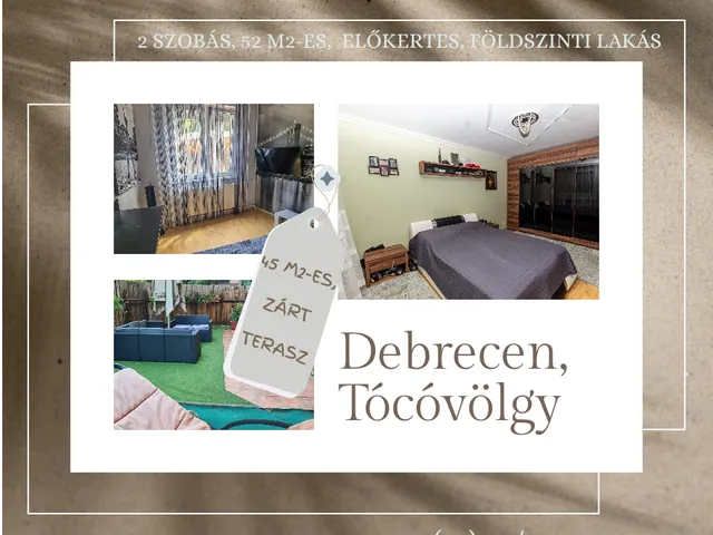 Eladó lakás Debrecen, Tócóvölgy 52 nm