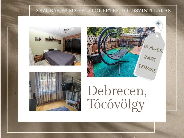 Eladó lakás Debrecen, Tócóvölgy 52 nm