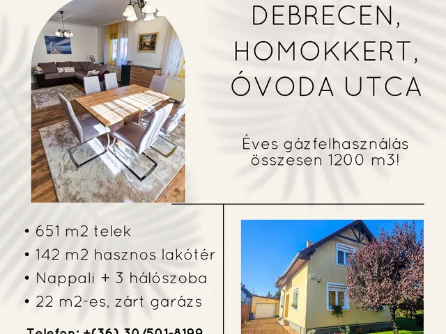 Eladó ház Debrecen, Homokkert 142 nm