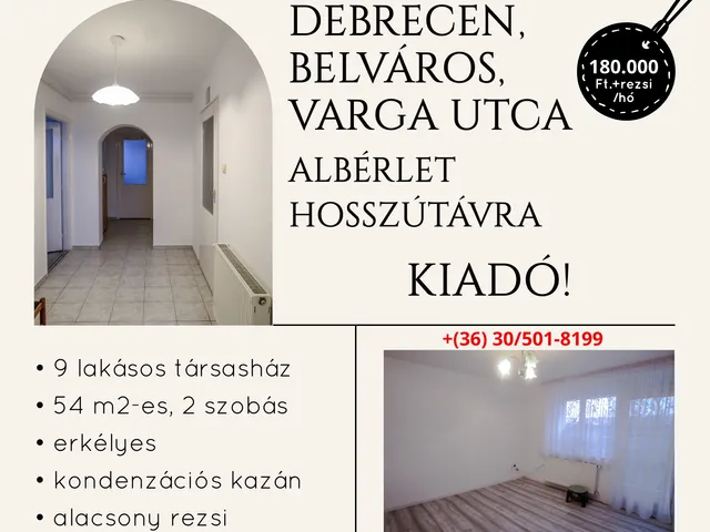 Kiadó lakás Debrecen, Belváros 54 nm