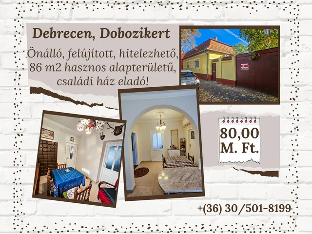 Eladó ház Debrecen, Dobozikert 78 nm