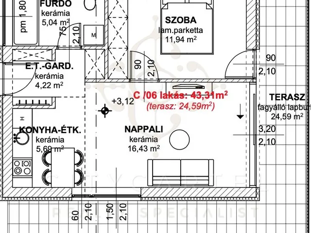 Eladó lakás Balatonlelle 55 nm