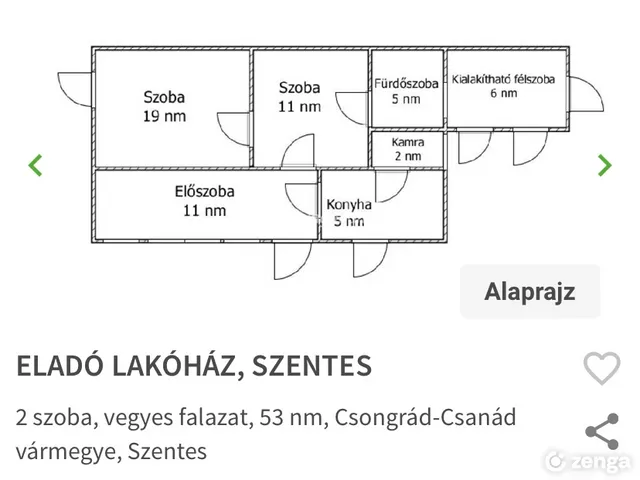 Eladó ház Szentes, Kisér 53 nm