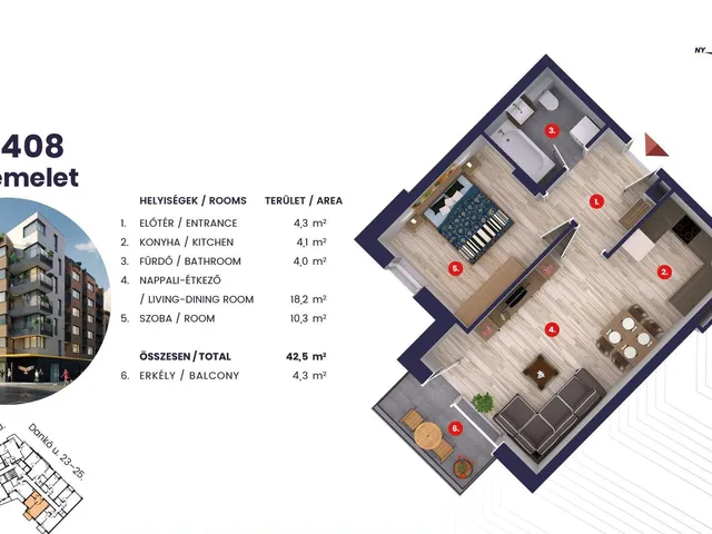 Eladó lakás Budapest VIII. kerület, Magdolnanegyed 43 nm