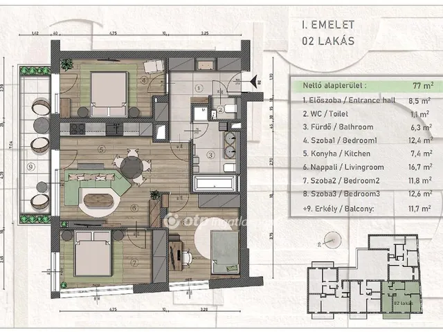 Eladó lakás Budapest XIII. kerület 77 nm