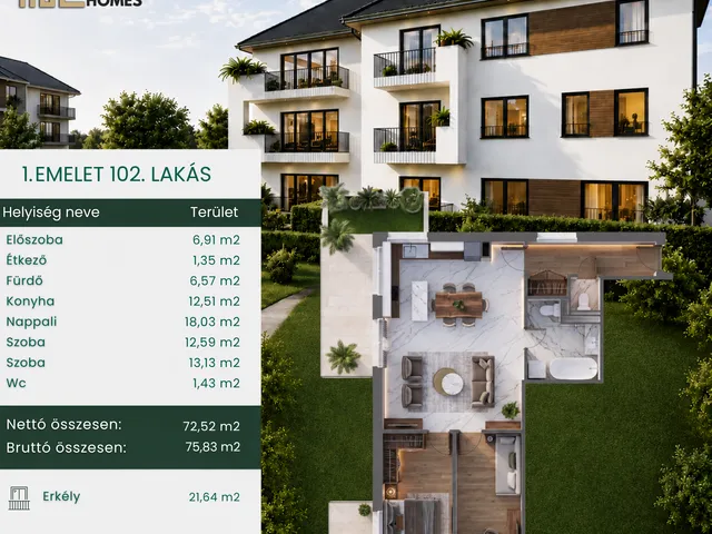 Eladó lakás Budapest XV. kerület, Rákospalota, Paszternák utca 76 nm