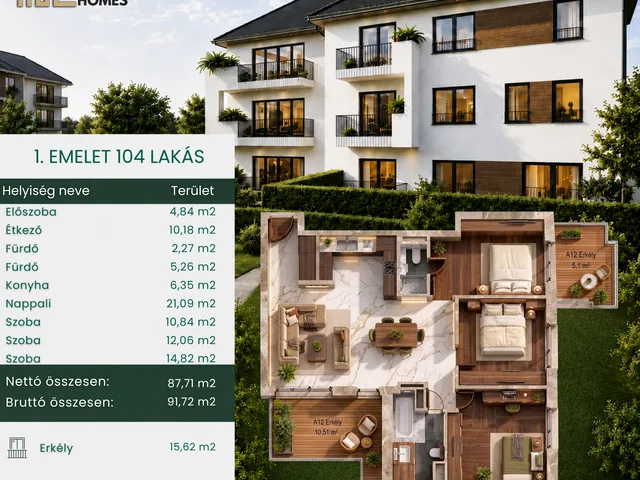 Eladó lakás Budapest XV. kerület, Rákospalota 92 nm
