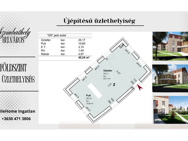 Eladó kereskedelmi és ipari ingatlan Szombathely, Belváros 40 nm