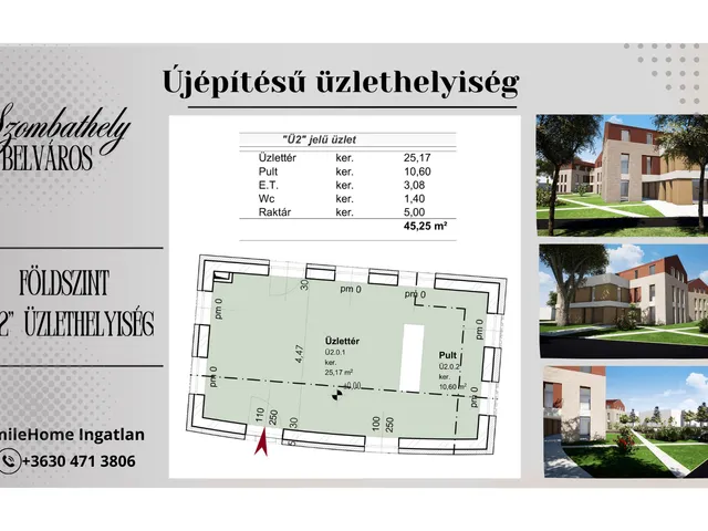 Eladó kereskedelmi és ipari ingatlan Szombathely 45 nm