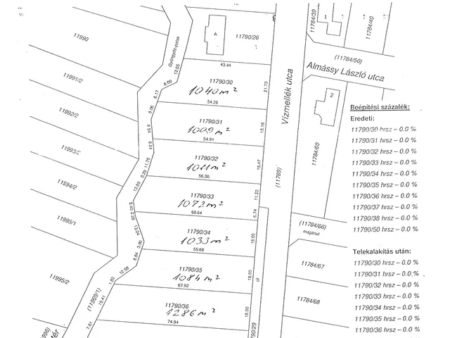 Eladó telek Szombathely, Szentkirály, Vízmellék utca  1040 nm