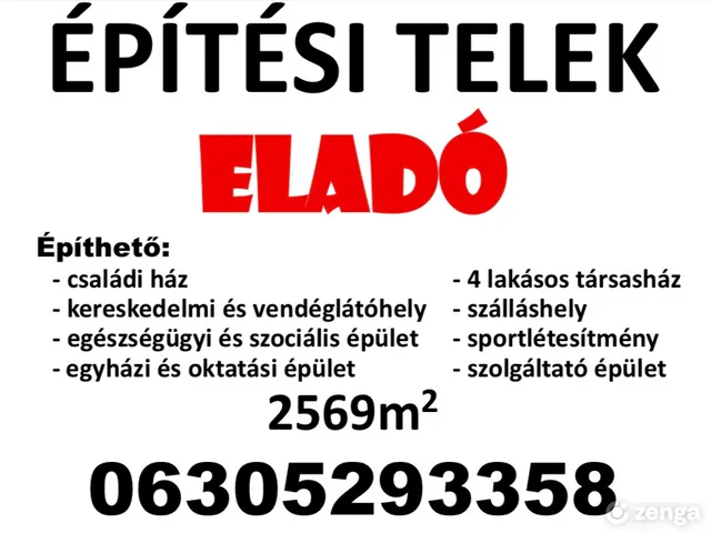 Eladó telek Zalacsány 2596 nm