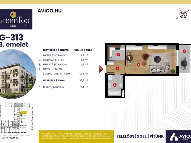 Eladó lakás Budapest XIII. kerület 37 nm