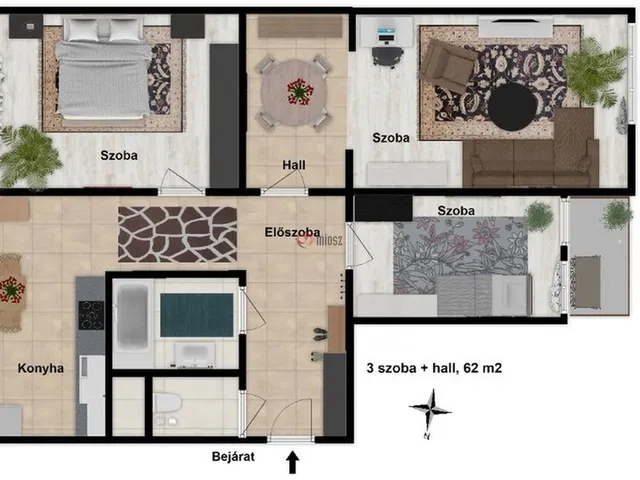 Kiadó lakás Székesfehérvár, Víziváros 62 nm