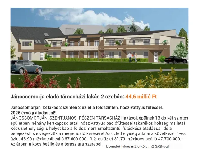 Eladó lakás Jánossomorja, Mosonszentjános 40 nm