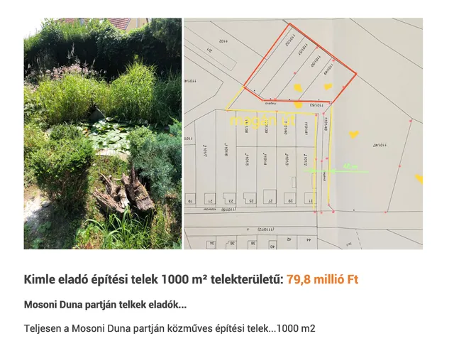 Eladó telek Kimle 1000 nm