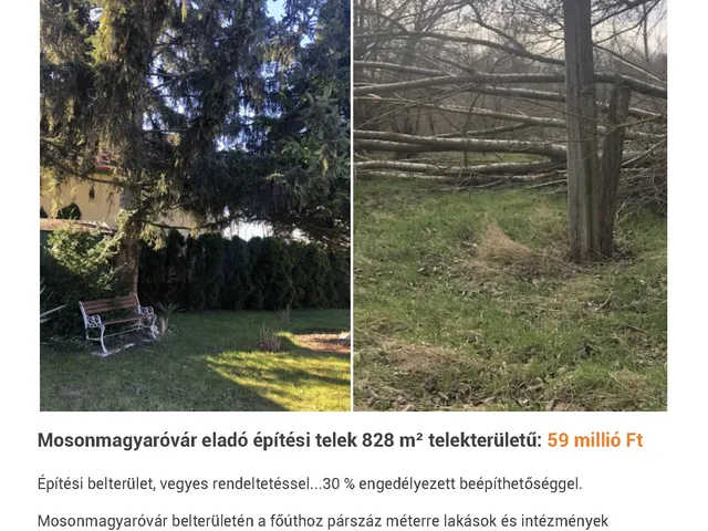 Eladó telek Mosonmagyaróvár, Magyaróvár 828 nm