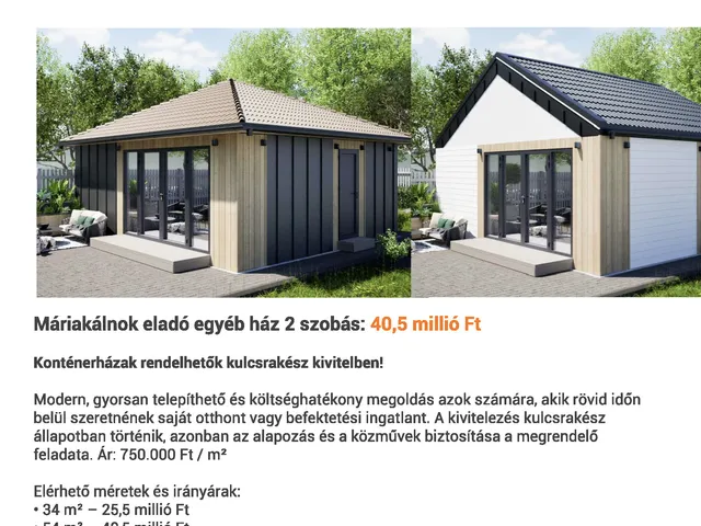 Eladó ház Máriakálnok 54 nm