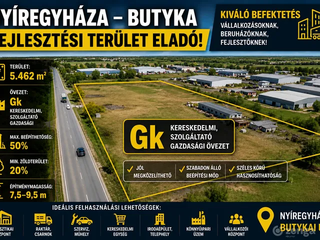 Eladó kereskedelmi és ipari ingatlan Nyíregyháza, Butyka 5462 nm