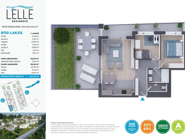 Eladó lakás Balatonlelle 63 nm