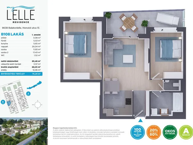 Eladó lakás Balatonlelle 65 nm