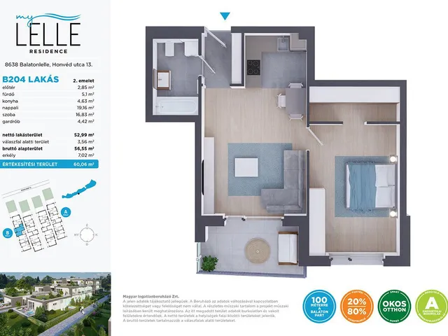 Eladó lakás Balatonlelle 53 nm