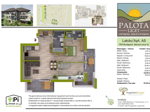 Eladó lakás Budapest XV. kerület, Rákospalota 65 nm