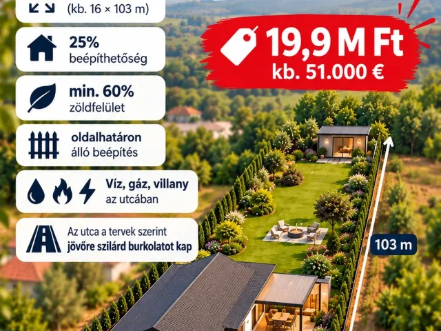 Eladó telek Kozármisleny, Kiskozári út 67. 1618 nm