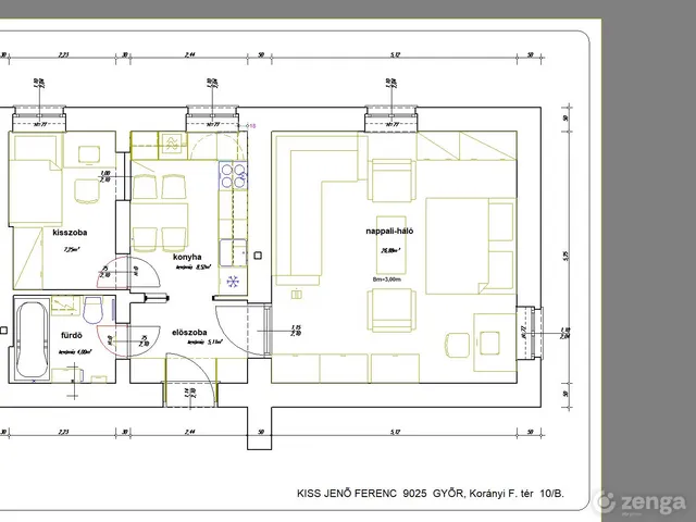 Kiadó lakás Győr, Sziget 51 nm