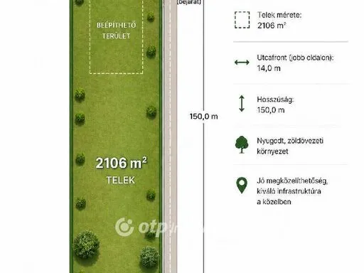 Eladó telek Győrújbarát 2106 nm