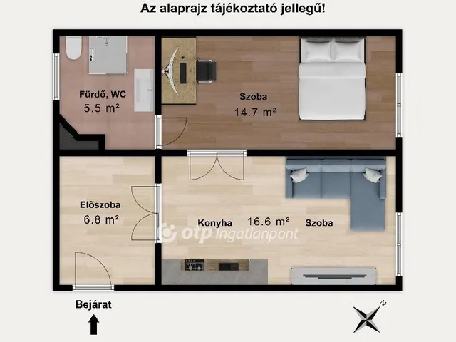 Eladó lakás Budapest VI. kerület, Nagykörúton kívüli terület 44 nm