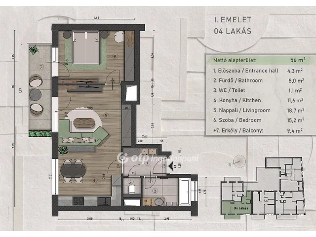 Eladó lakás Budapest XIII. kerület 56 nm