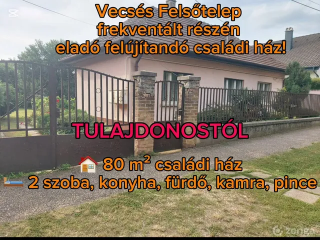 Eladó ház Vecsés, Felsőtelep 80 nm