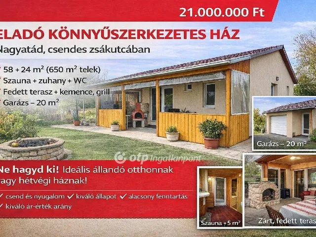 Eladó üdülő és hétvégi ház Nagyatád 58 nm