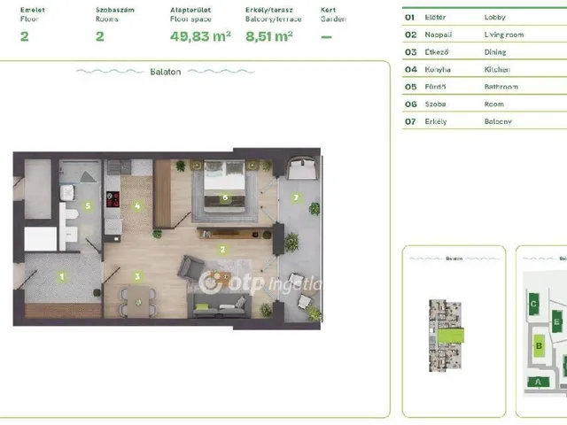 Eladó lakás Balatonszemes 54 nm