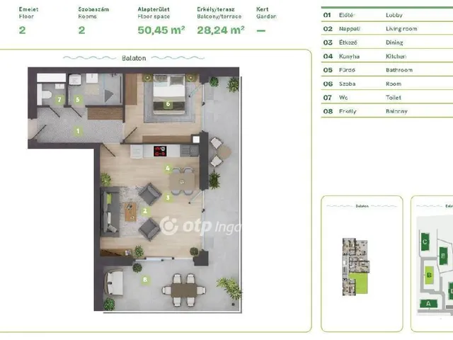 Eladó lakás Balatonszemes 64 nm