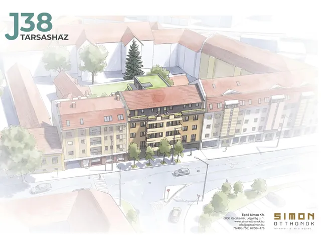 Eladó új építésű lakópark Kecskemét, Belváros, Jókai utca 38. 41 nm