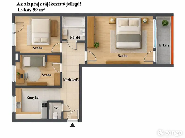 Eladó lakás Gyula, Németváros 59 nm