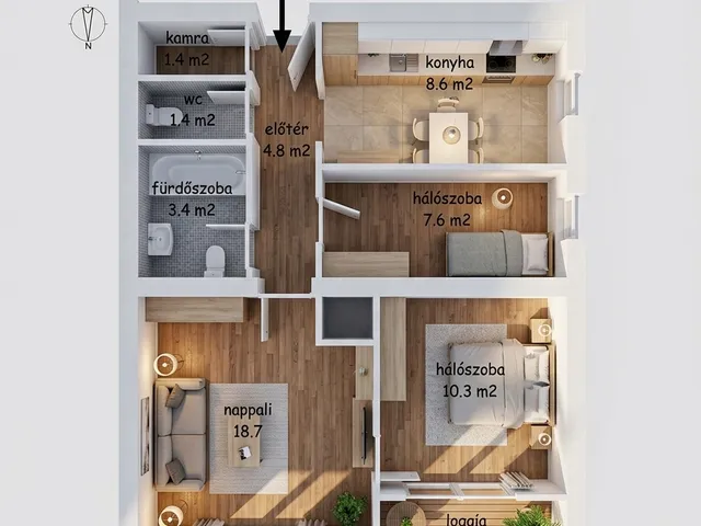 Eladó lakás Gyöngyös 58 nm