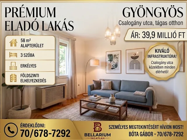 Eladó lakás Gyöngyös 58 nm