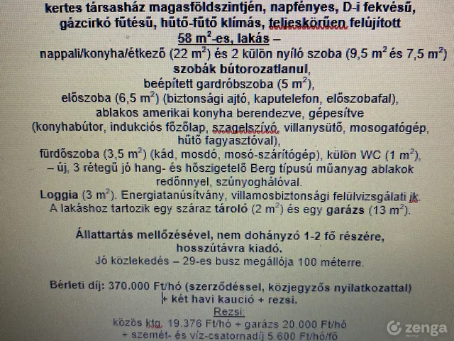 Kiadó lakás Budapest II. kerület, Kurucles 58 nm