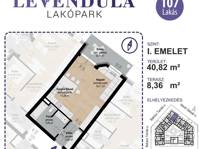 Eladó lakás Kecskemét, Máriaváros, Bakócz Tamás utca 1. 41 nm