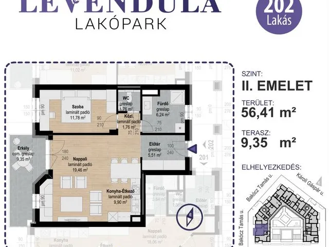 Eladó lakás Kecskemét, Máriaváros, Bakócz Tamás utca 1. 56 nm