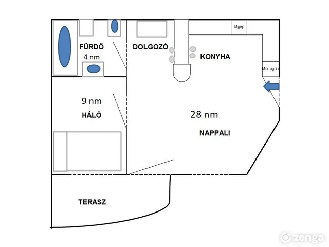 Kiadó lakás Budapest IX. kerület, Középső Ferencváros, Gát utca 45 nm